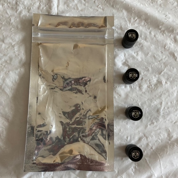 Black and Silver Dodge Ram Head Valve Stem Covers - Picture 2 of 3